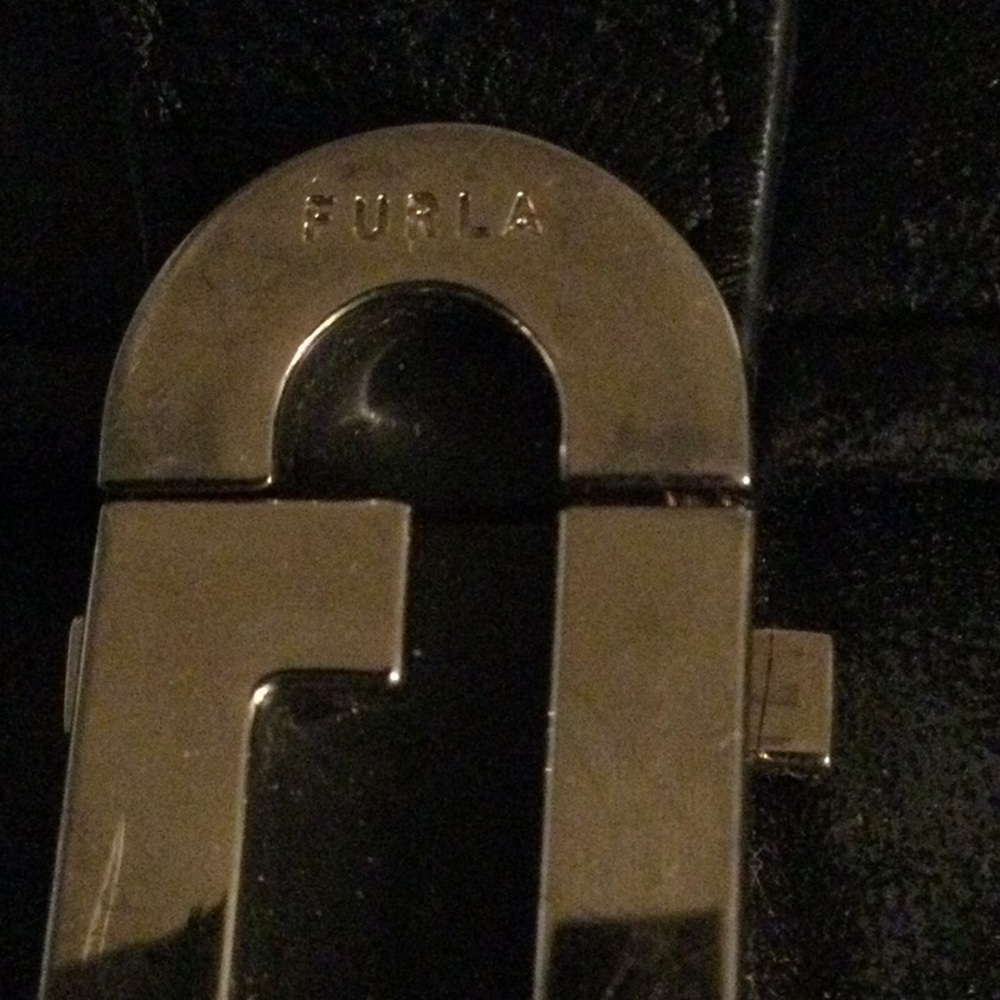 Furla Black Leather Bag with Silver Hardware